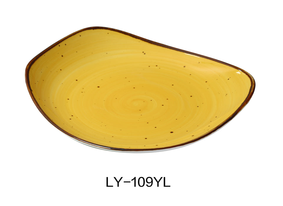 Yanco LY-109YL Lyon 8 3/4" x 1 3/8" Plate, Yellow, Reactive Glaze, China, Pack of 24