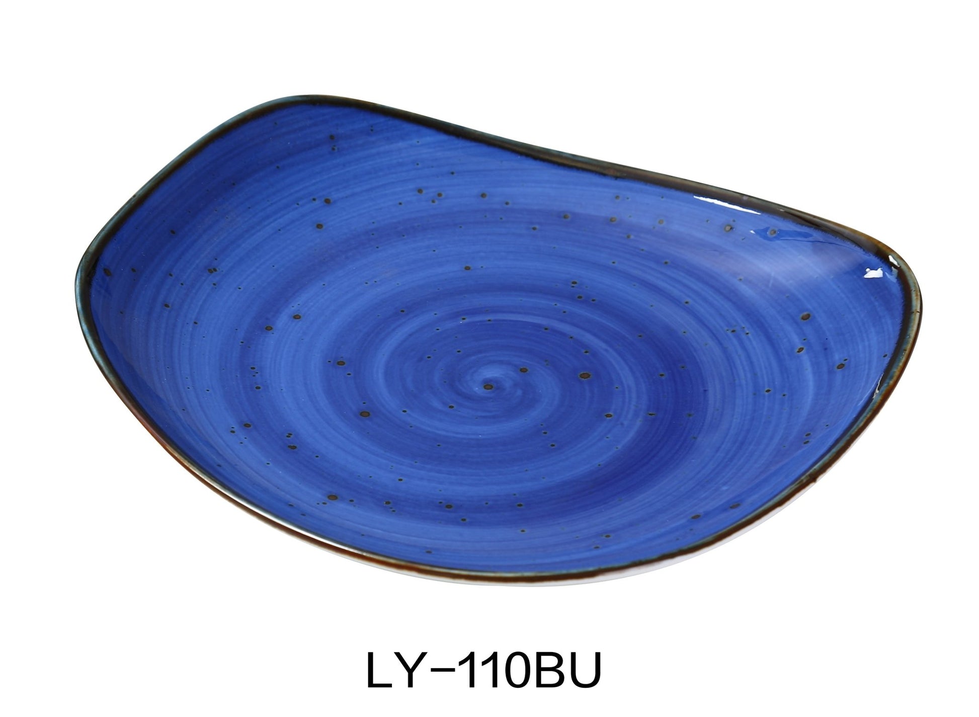 Yanco LY - 110BU Lyon 10 1/2" x 1 5/8" Plate, Blue, Reactive Glaze, China, Pack of 12