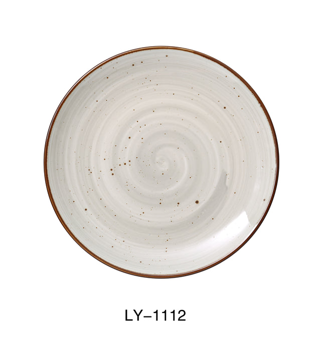 Yanco LY-1112 Lyon 12 1/4" x 1 1/4" Coupe Plate, Reactive Glaze, China, Beige, Pack of 12