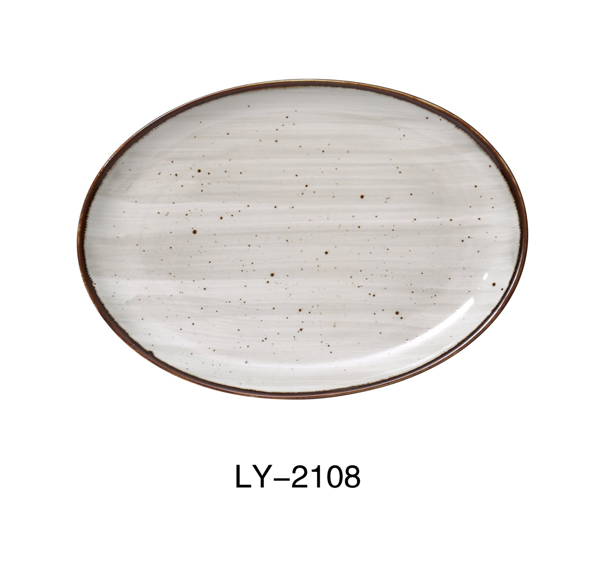 Yanco LY - 2108 Lyon 8" x 5 1/2" x 3/4" Coupe Platter, Reactive Glaze, China, Beige, Pack of 36