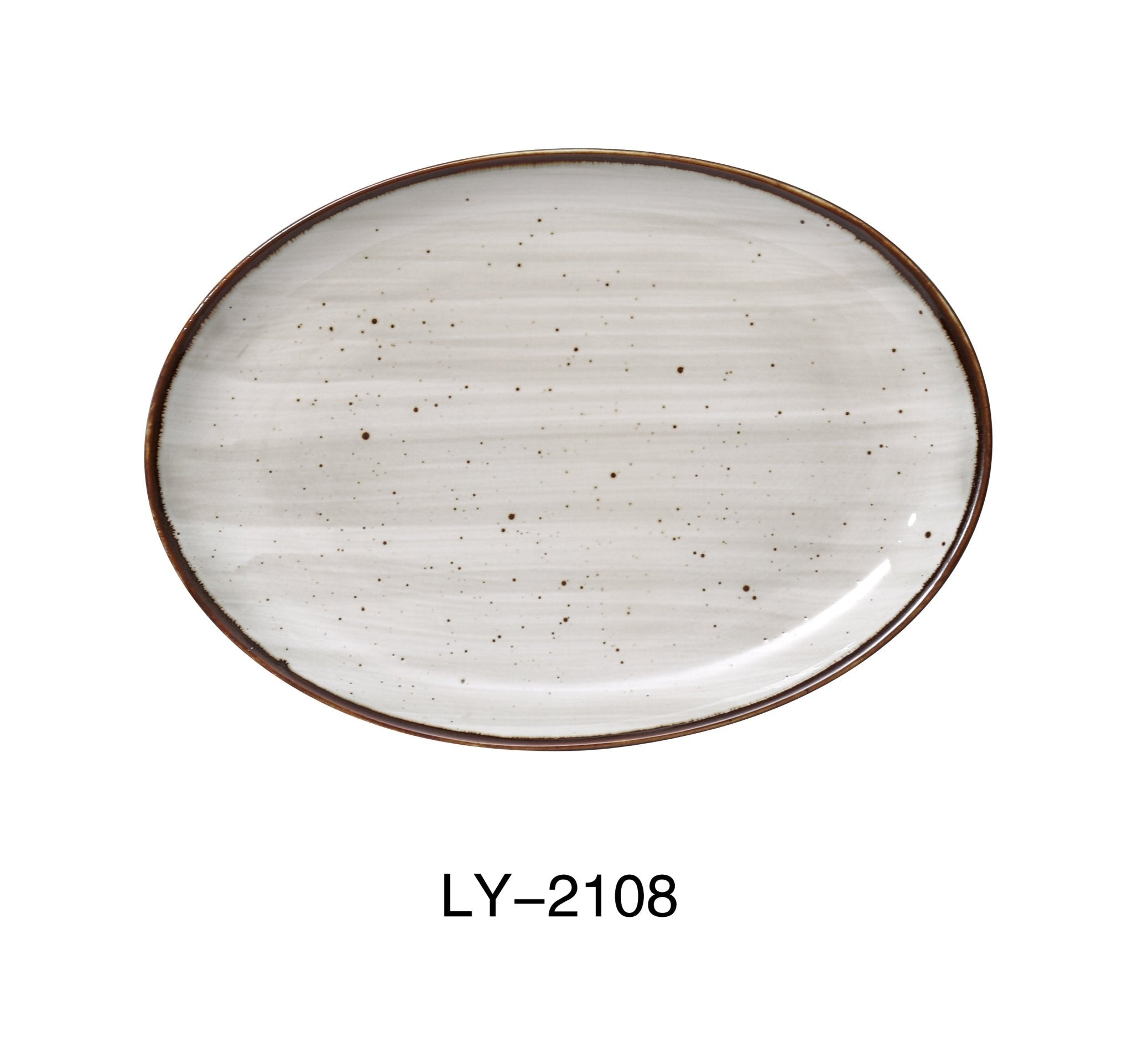 Yanco LY - 2108 Lyon 8" x 5 1/2" x 3/4" Coupe Platter, Reactive Glaze, China, Beige, Pack of 36