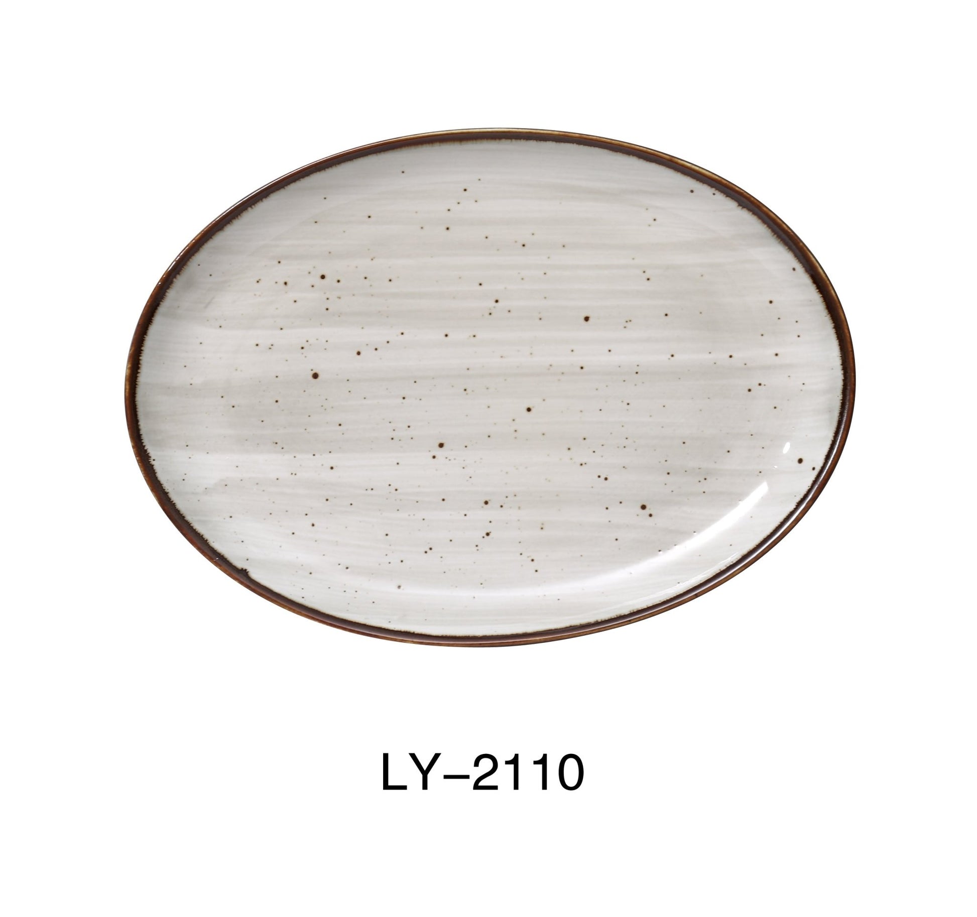 Yanco LY - 2110 Lyon 10" x 7" x 1" Coupe Platter, Reactive Glaze, China, Beige, Pack of 24