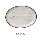 Yanco LY - 2112 Lyon 12" x 8 1/4" x 1 1/4" Coupe Platter, Reactive Glaze, China, Beige, Pack of 12