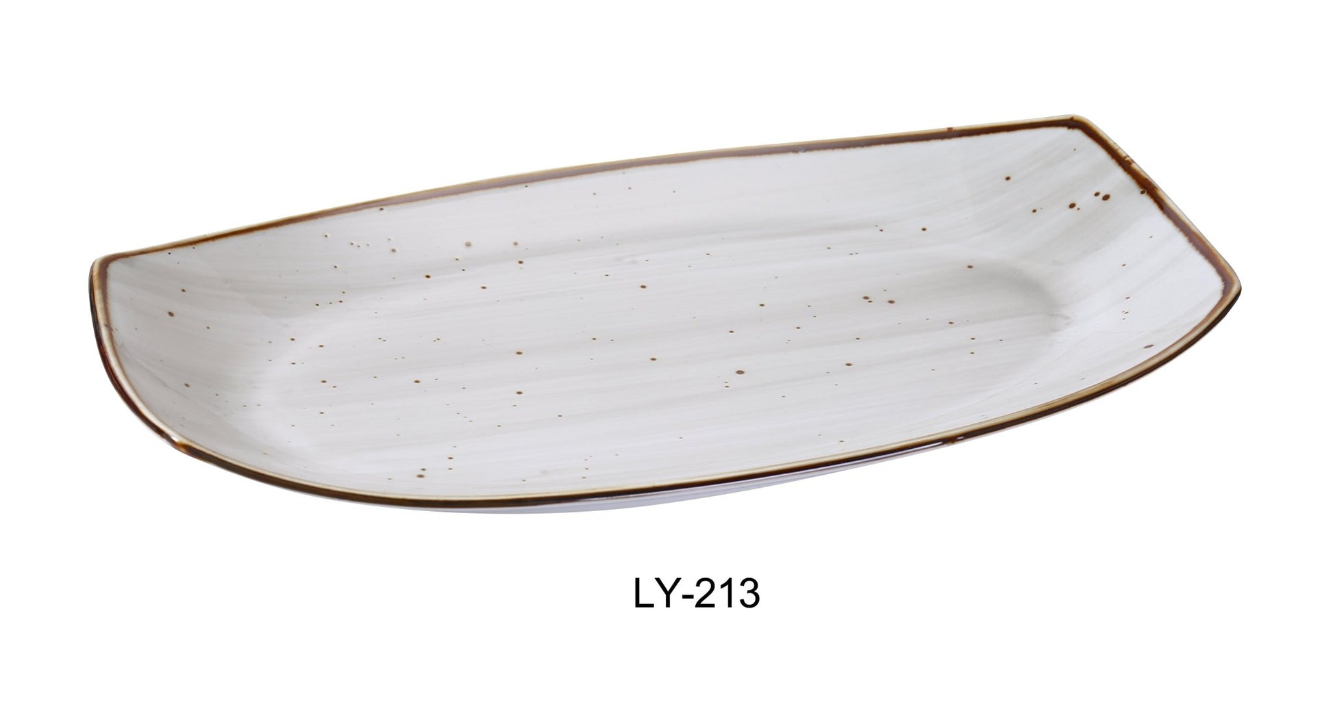 Yanco LY - 213 Lyon 13" x 7 3/8" x 1 1/2" Rectangular Plate, Reactive Glaze, China, Beige, Pack of 12