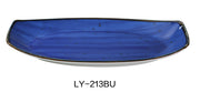 Yanco LY - 213BU Lyon 13" x 7 3/8" x 1 1/2" Rectangular Plate, Blue, Reactive Glaze, China, Pack of 12