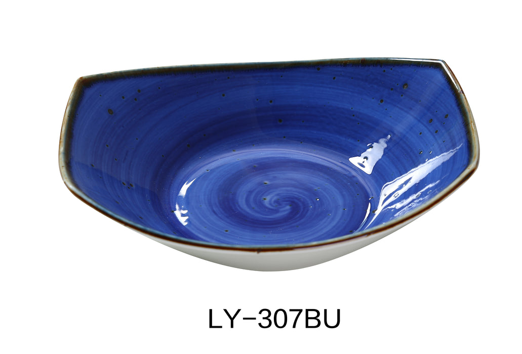 Yanco LY-307BU Lyon 7" x 6 1/2" x 2 1/4" Soup/Salad Plate, Blue, 15 Oz, Reactive Glaze, China, Pack of 36