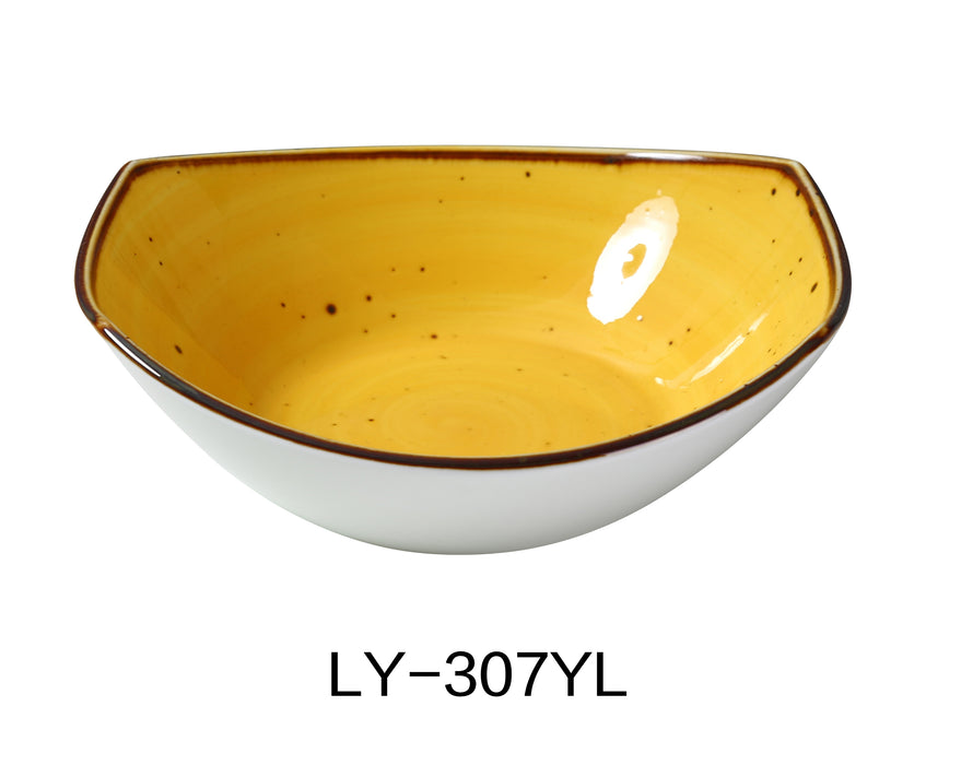Yanco LY-307YL Lyon 7" x 6 1/2" x 2 1/4" Soup/Salad Plate, 15 Oz, Yellow, Reactive Glaze, China, Pack of 36