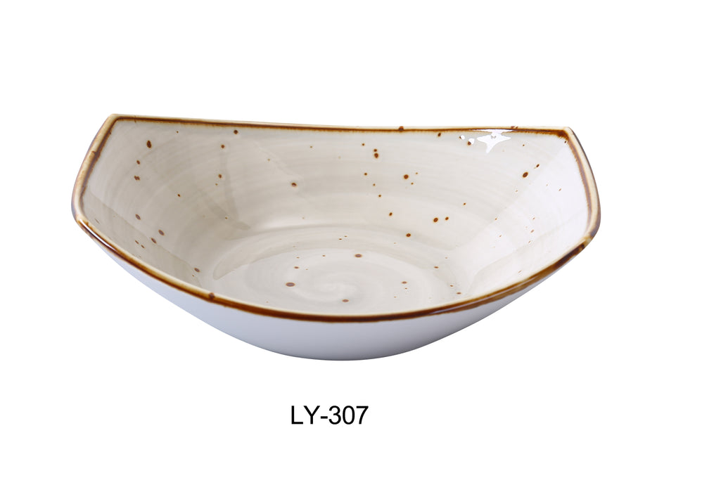 Yanco LY-307 Lyon 7" x 6 1/2" x 2 1/4" Soup/Salad Plate, 15 Oz, Reactive Glaze, China, Beige, Pack of 36