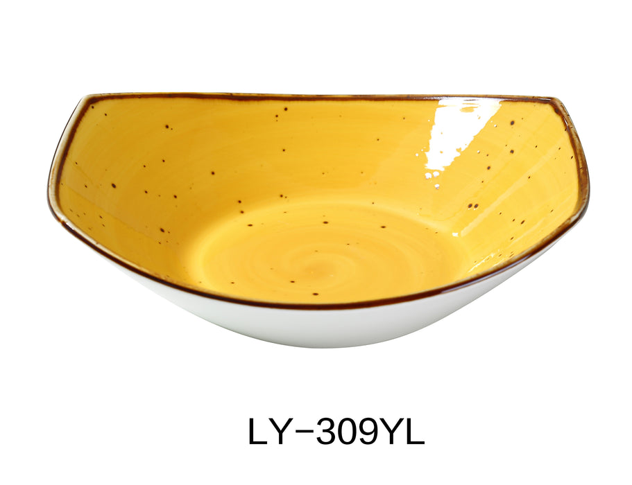 Yanco LY-309YL Lyon 9" x 7 7/8" x 2 3/8" Pasta/Salad Plate, 20 Oz, Yellow, Reactive Glaze, China, Pack of 24