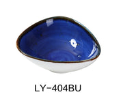 Yanco LY - 404BU Lyon 4 3/4" x 4 3/8" x 1 5/8" Triangle Sauce Bowl, Blue, 5 Oz, Reactive Glaze, China, Pack of 36