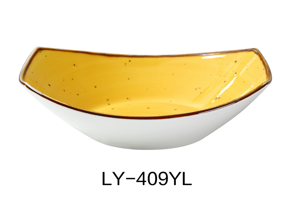 Yanco LY-409YL Lyon 9" x 6 1/4" x 2 3/8" Oval Bowl, 20 Oz, Yellow, Reactive Glaze, China, Pack of 12