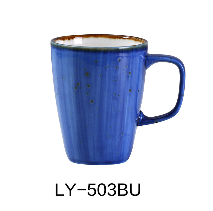 Yanco LY-503BU Lyon 3 1/4" x 4" Mug, Blue, 10 Oz, Reactive Glaze, China, Pack of 36
