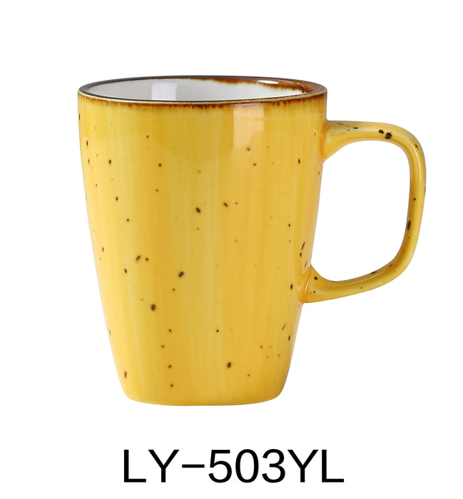 Yanco LY-503YL Lyon 3 1/4" x 4" Mug, 10 Oz, Yellow, Reactive Glaze, China, Pack of 36