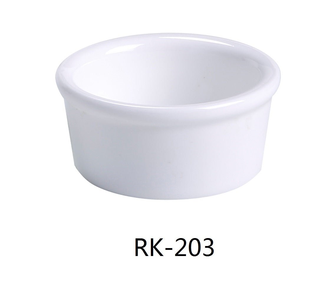 Yanco RK - 203 Ramekin, Smooth, 2.5 oz Capacity, 2.75"‚ Diameter, 1.25"‚ Height, China, Bone White Color, Pack of 48