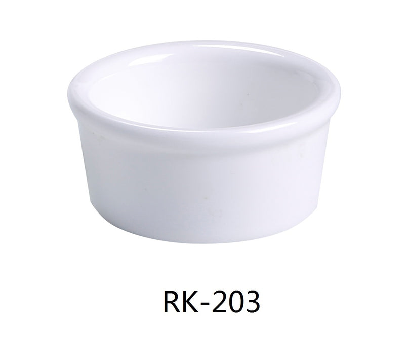 Yanco RK-203 Ramekin, Smooth, 2.5 oz Capacity, 2.75″ Diameter, 1.25″ Height, China, Bone White Color, Pack of 48