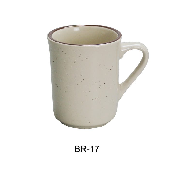 Yanco BR-17 Brown Speckled Ventura Mug, 7 oz Capacity, 3″ Diameter, 3.625″ Height, China, American White Color, Pack of 36