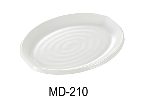 Yanco MD-210 Milando Oval Plate, 10" Length, 7.25" Width, Melamine, White Color, Pack of 24