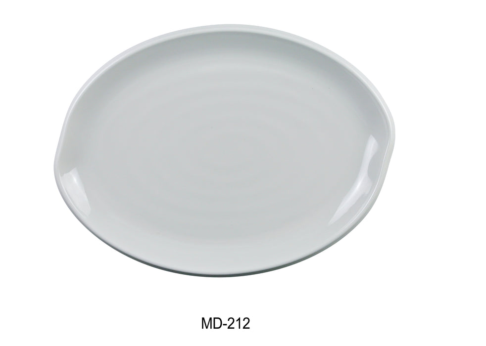 Yanco MD-212 Milando Oval Plate, 12" Length, 8.75" Width, Melamine, White Color, Pack of 24