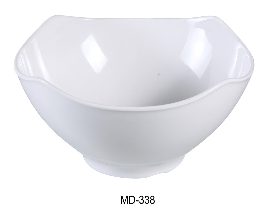 Yanco MD-338 Milando Square Bowl, 45 oz Capacity, 8" Length, 8" Width, 3.5" Height, Melamine, White Color, Pack of 24