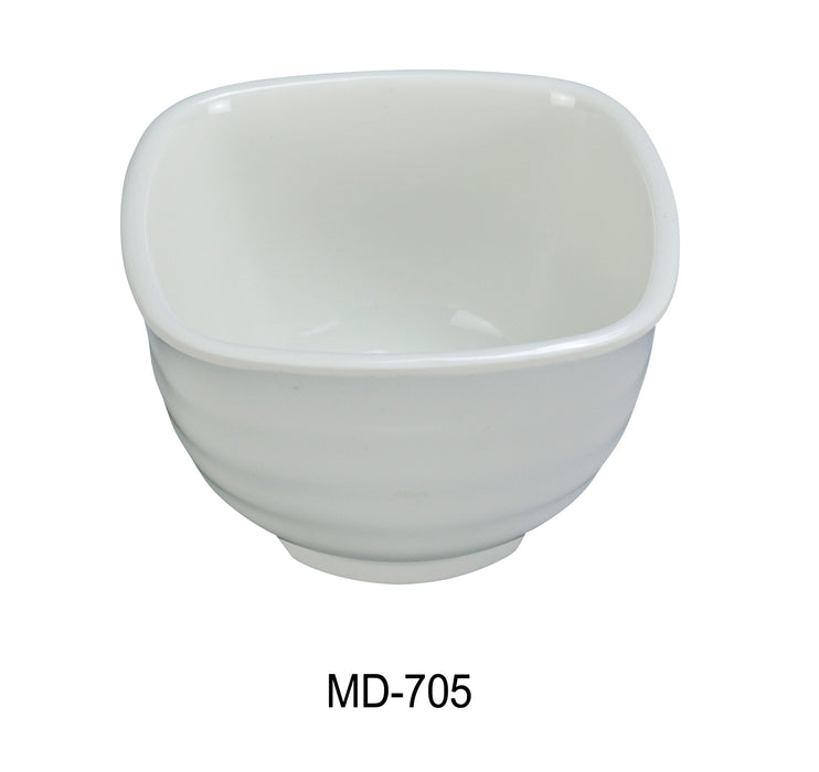Yanco MD-705 Milando 5" Square Bowl, 16 oz Capacity, 3" Height, Melamine, White Color, Pack of 48