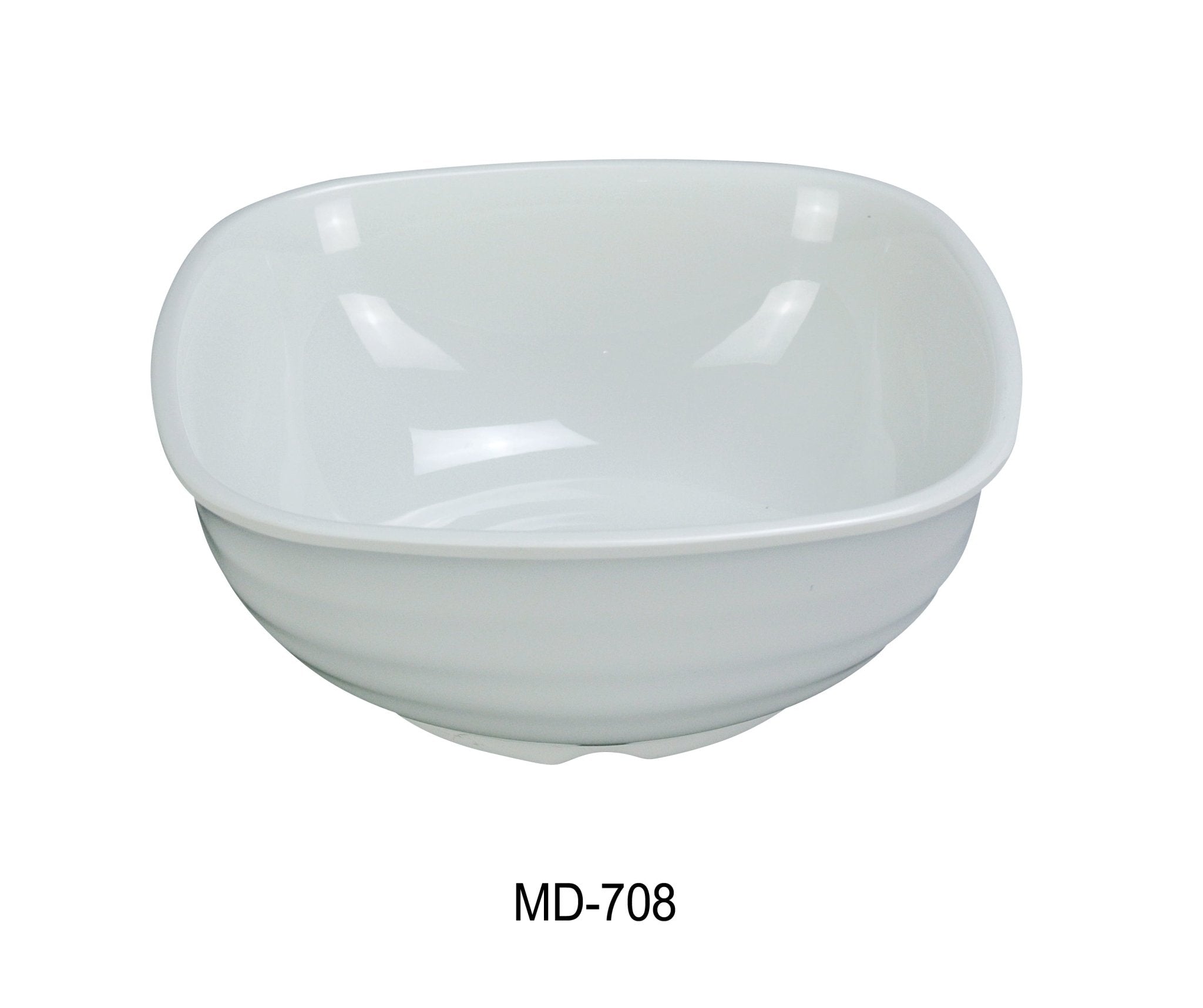 Yanco MD - 708 Milando 8" Square Bowl, 42 oz Capacity, 3.75" Height, Melamine, White Color, Pack of 24