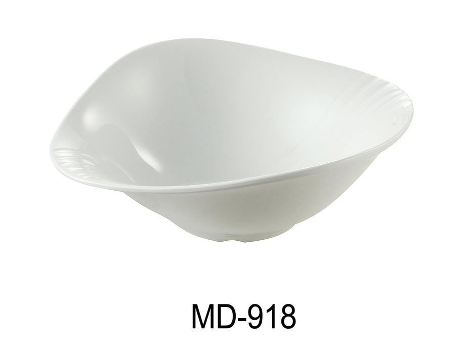 Yanco MD-918 Milando Bowl, 3.5 qt Capacity, 18" Length, 14.5" Width, 5" Height, Melamine, White Color, Pack of 6