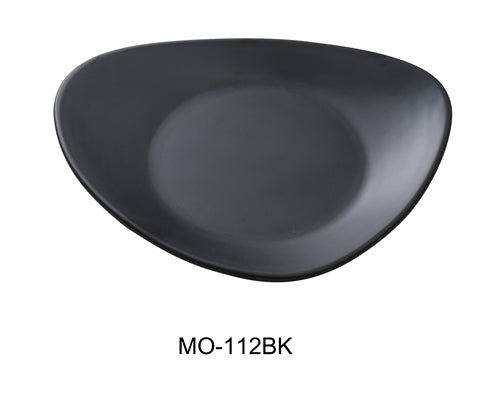 Yanco MO-112BK Moderne 12" Triangle Plate, Black, Melamine, Pack of 12