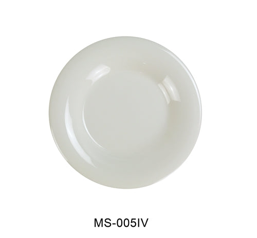 Yanco MS-005IV Mile Stone Wide Rim Round Plate, 5.5" Diameter, Melamine, Ivory Color, Pack of 48