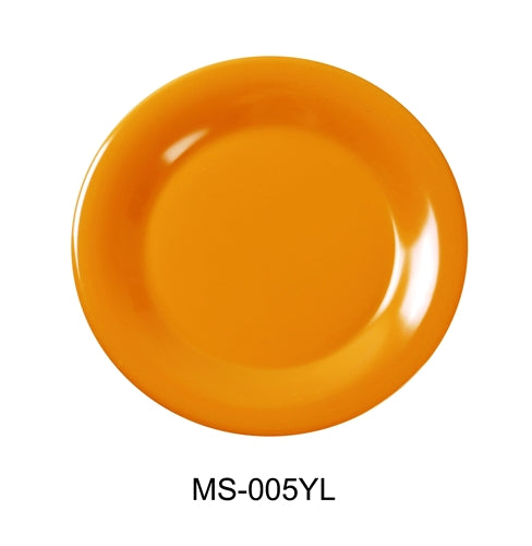 Yanco MS-005YL Mile Stone Wide Rim Round Plate, 5.5" Diameter, Melamine, Yellow Color, Pack of 48