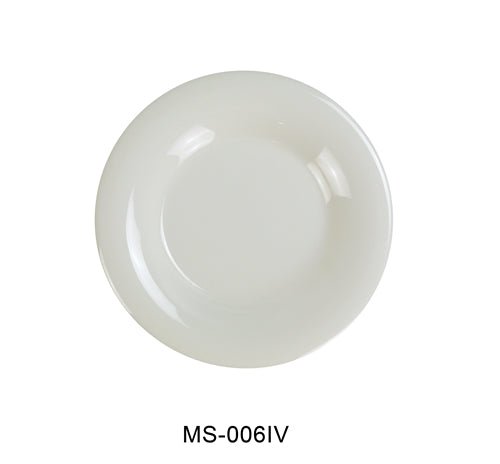 Yanco MS - 006IV Mile Stone Wide Rim Round Plate, 6.5" Diameter, Melamine, Ivory Color, Pack of 48