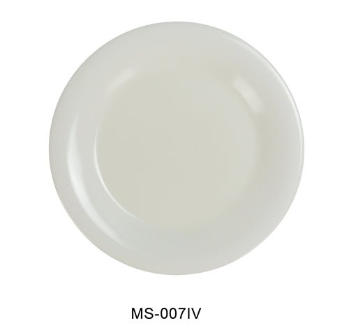 Yanco MS - 007IV Mile Stone Wide Rim Round Plate, 7.5" Diameter, Melamine, Ivory, Pack of 48
