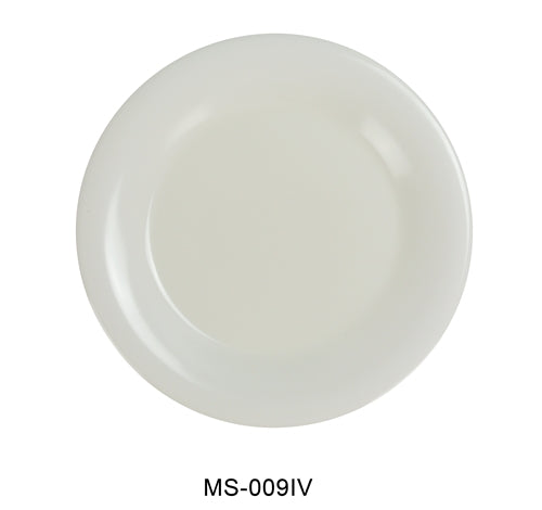 Yanco MS-009IV Mile Stone Wide Rim Round Plate, 9" Diameter, Melamine, Ivory, Pack of 24