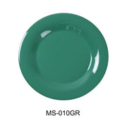 Yanco MS - 010GR Mile Stone Wide Rim Round Plate, 10.5" Diameter, Melamine, Green Pack of 24