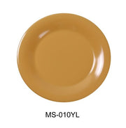 Yanco MS - 010YL Mile Stone Wide Rim Round Plate, 10.5" Diameter, Melamine, Yellow Pack of 24