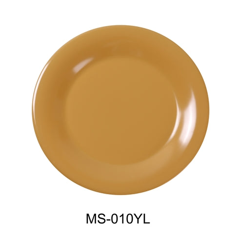 Yanco MS-010YL Mile Stone Wide Rim Round Plate, 10.5" Diameter, Melamine, Yellow Pack of 24