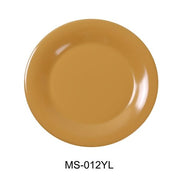 Yanco MS - 012YL Mile Stone Wide Rim Round Plate, 12" Diameter, Melamine, Yellow Pack of 12