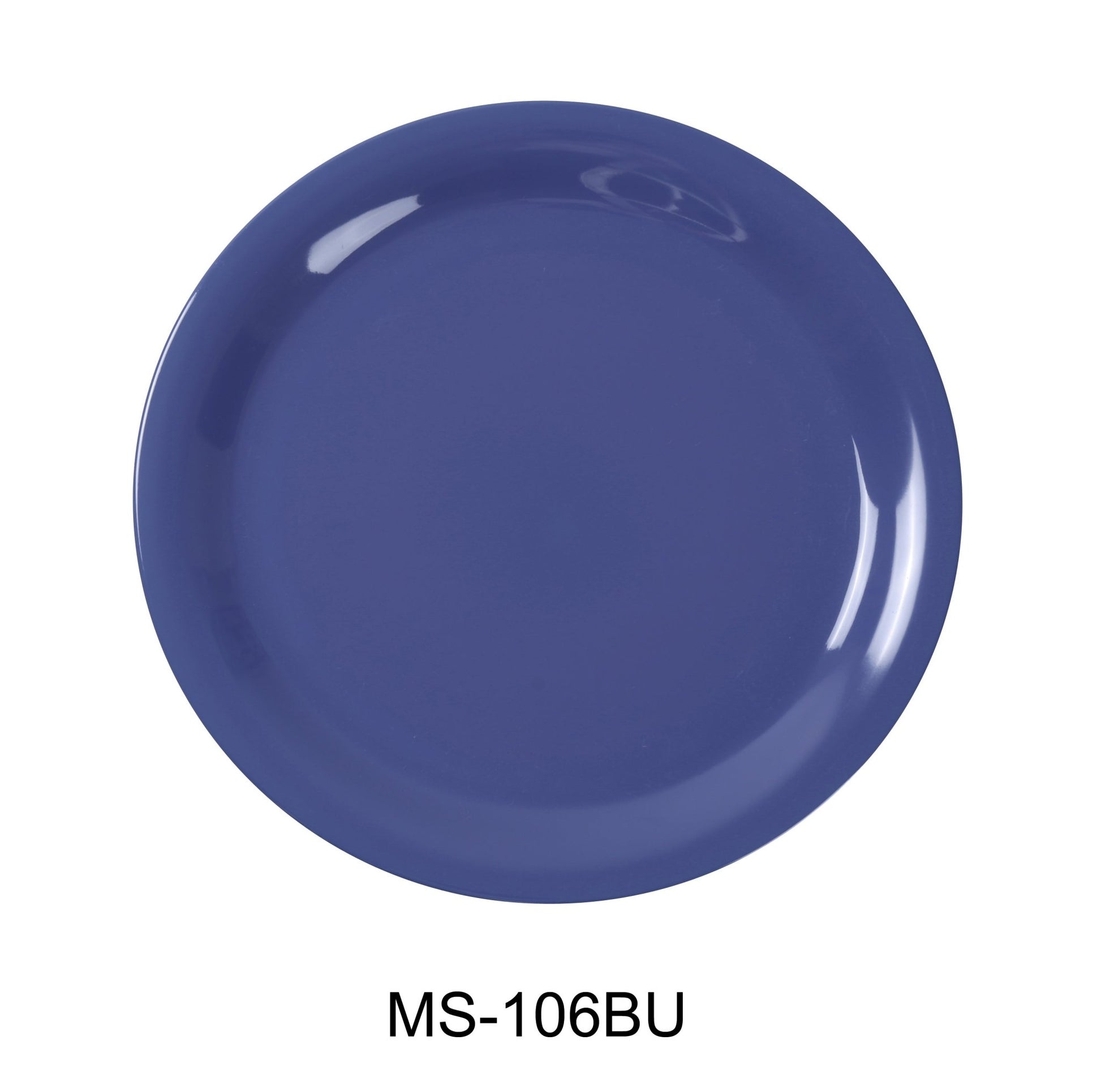 Yanco MS - 106BU Mile Stone Narrow Rim Round Plate, 6.5" Diameter, Melamine, Blue Color, Pack of 48