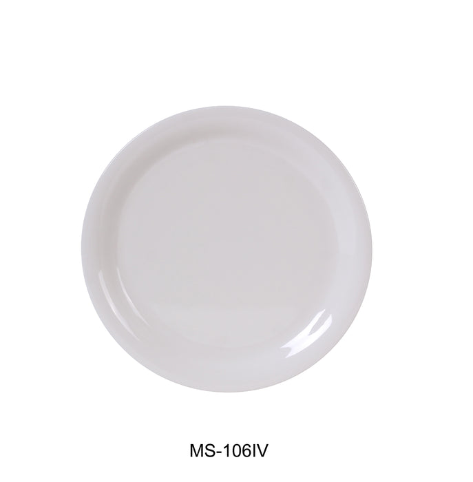 Yanco MS-106IV Mile Stone Narrow Rim Round Plate, 6.5" Diameter, Melamine, Ivory Color, Pack of 48