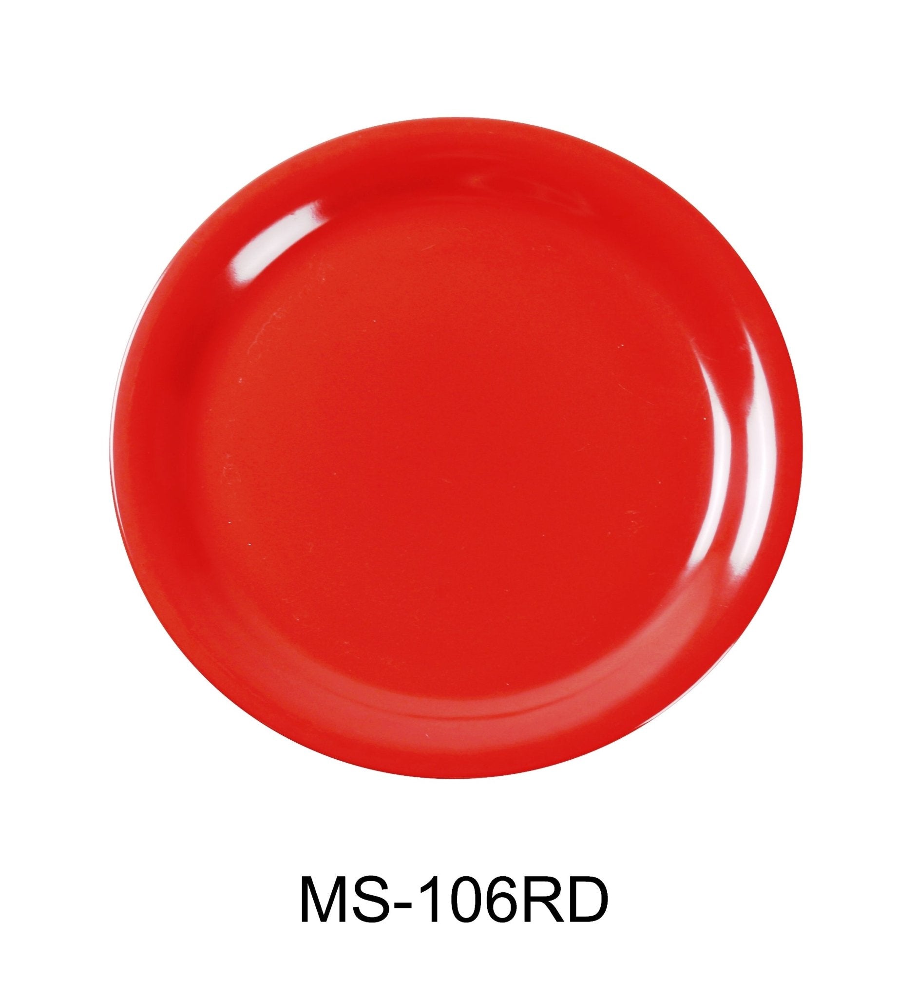 Yanco MS - 106RD Mile Stone Narrow Rim Round Plate, 6.5" Diameter, Melamine, Orange Red Color, Pack of 48