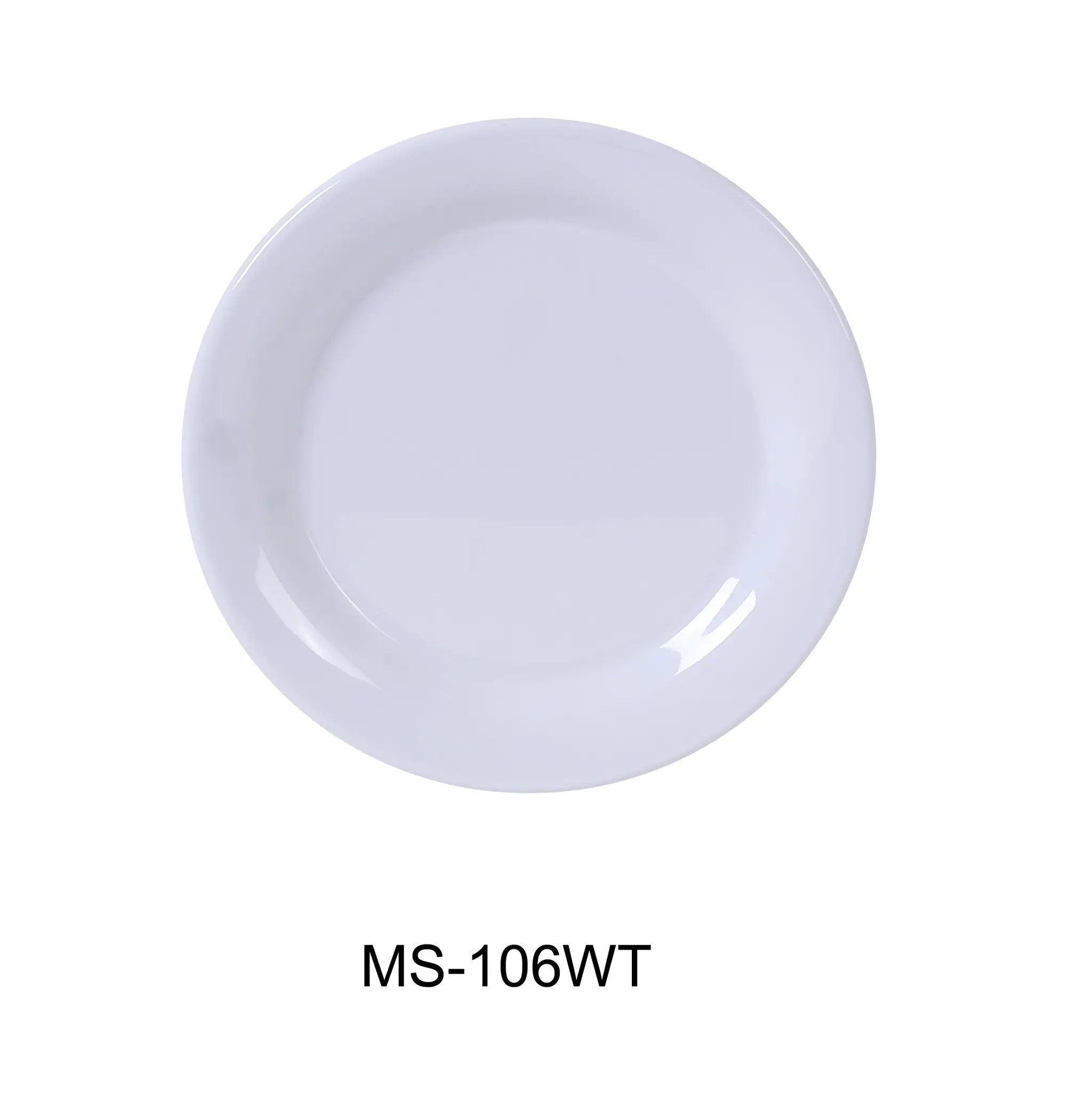 Yanco MS - 106WT Mile Stone Narrow Rim Round Plate, 6.5" Diameter, Melamine, White Color, Pack of 48