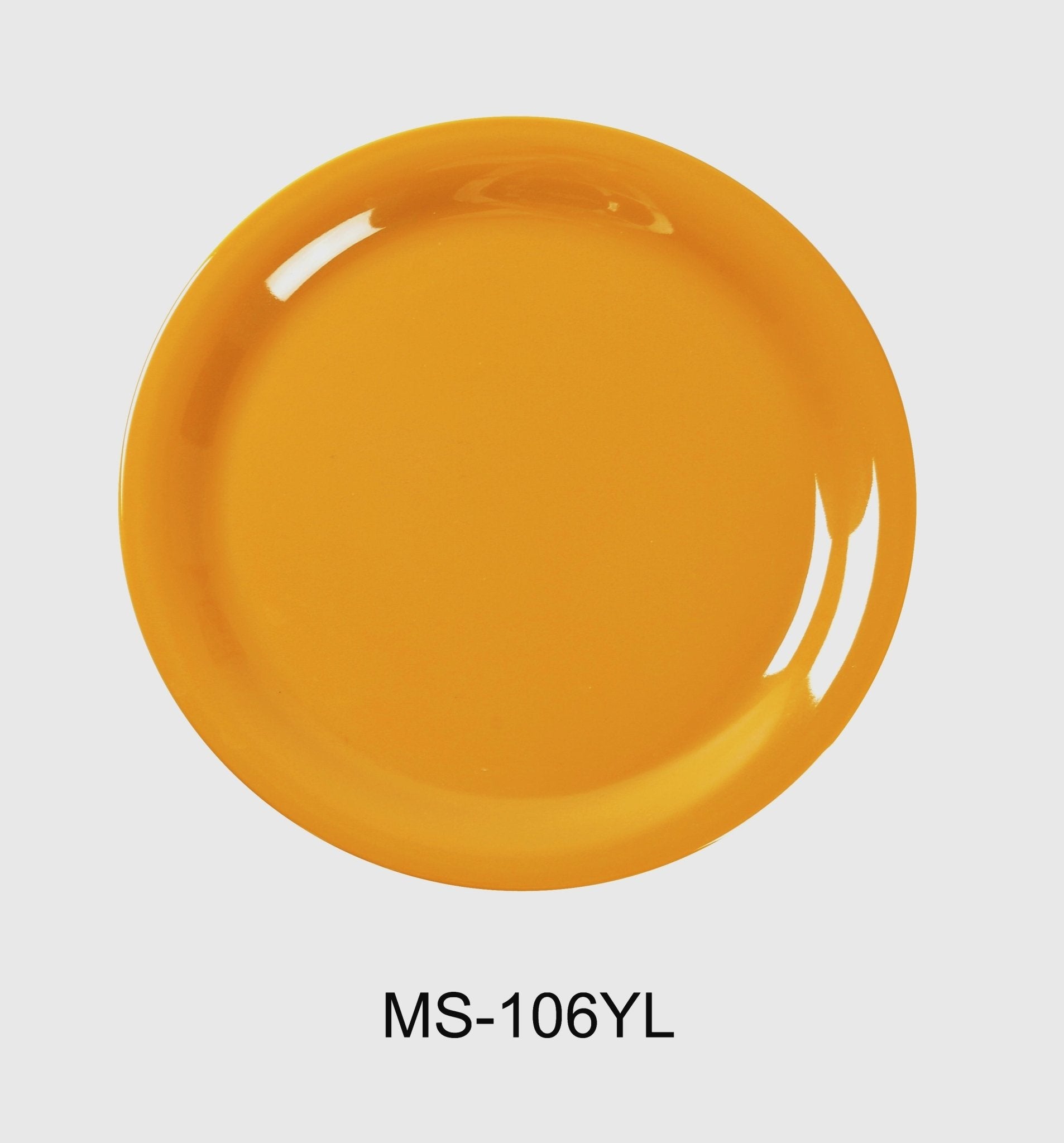 Yanco MS - 106YL Mile Stone Narrow Rim Round Plate, 6.5" Diameter, Melamine, Yellow Color, Pack of 48