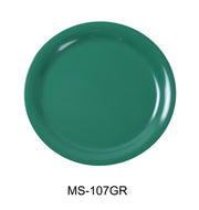 Yanco MS - 107GR Mile Stone Narrow Rim Round Plate, 7.25" Diameter, Melamine, Green Color, Pack of 48