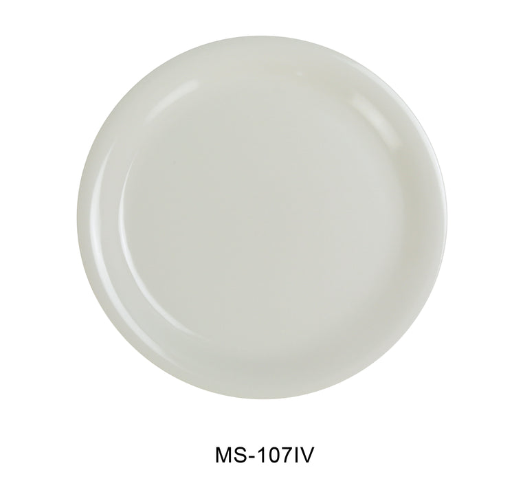 Yanco MS-107IV Mile Stone Narrow Rim Round Plate, 7.25" Diameter, Melamine, Ivory Color, Pack of 48