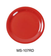 Yanco MS - 107RD Mile Stone Narrow Rim Round Plate, 7.25" Diameter, Melamine, Orange Red Color, Pack of 48