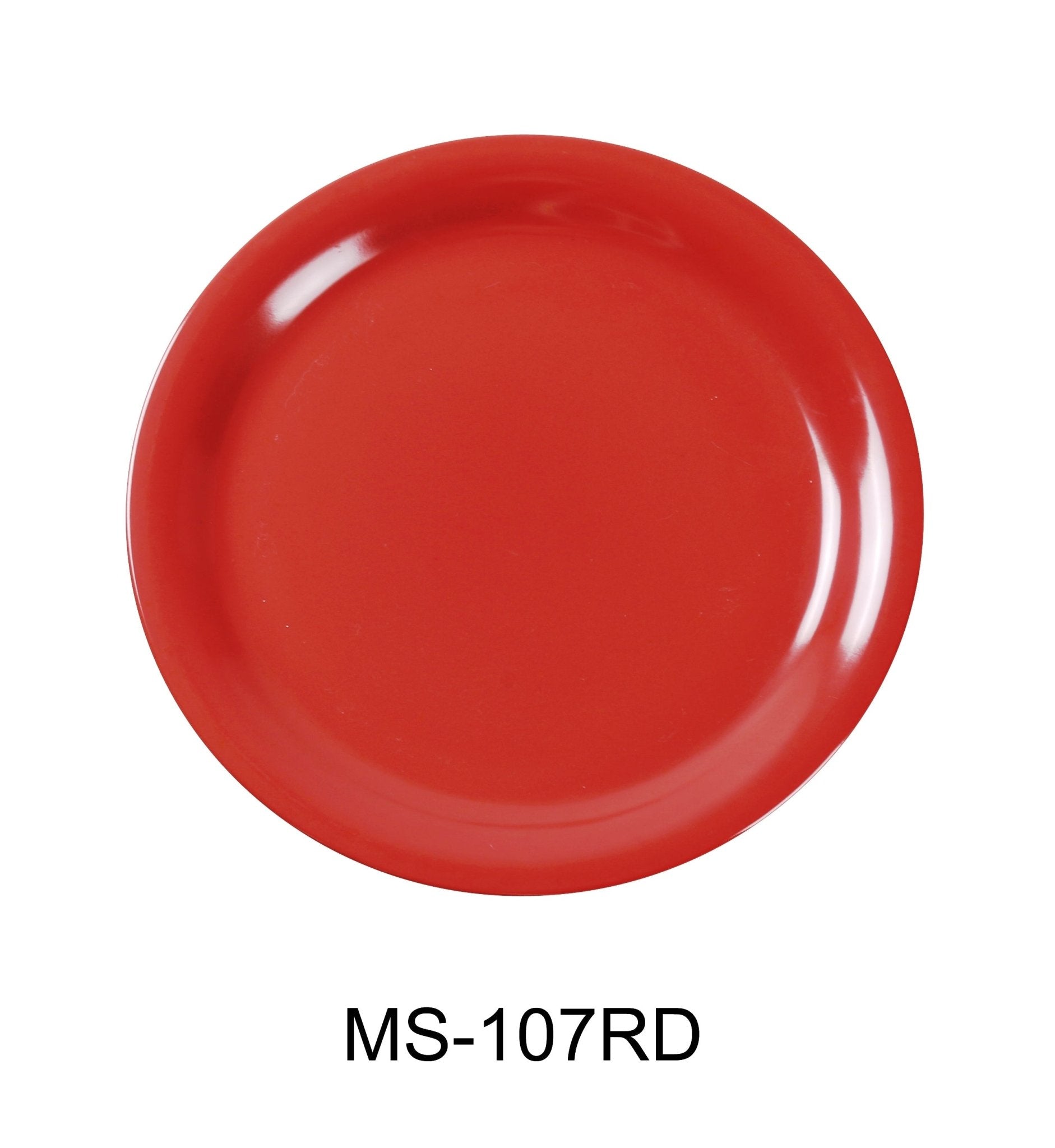 Yanco MS - 107RD Mile Stone Narrow Rim Round Plate, 7.25" Diameter, Melamine, Orange Red Color, Pack of 48
