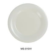Yanco MS - 109IV Mile Stone Narrow Rim Round Plate, 9" Diameter, Melamine, Ivory Pack of 24