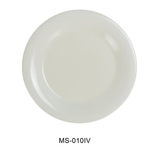 Yanco MS - 109IV Mile Stone Narrow Rim Round Plate, 9" Diameter, Melamine, Ivory Pack of 24