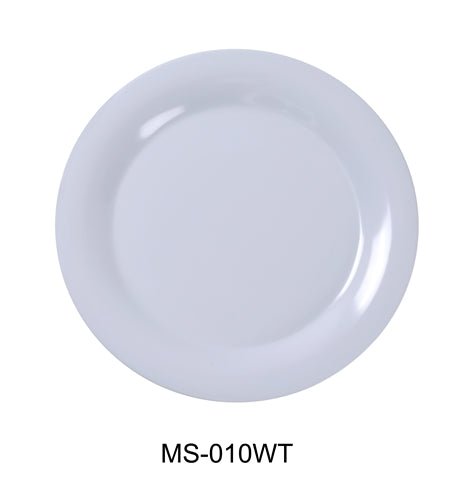 Yanco MS - 109WT Mile Stone Narrow Rim Round Plate, 9" Diameter, Melamine, White Pack of 24