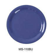 Yanco MS - 110BU Mile Stone Narrow Rim Round Plate, 10.5" Diameter, Melamine, Blue Pack of 24