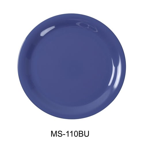 Yanco MS - 110BU Mile Stone Narrow Rim Round Plate, 10.5" Diameter, Melamine, Blue Pack of 24